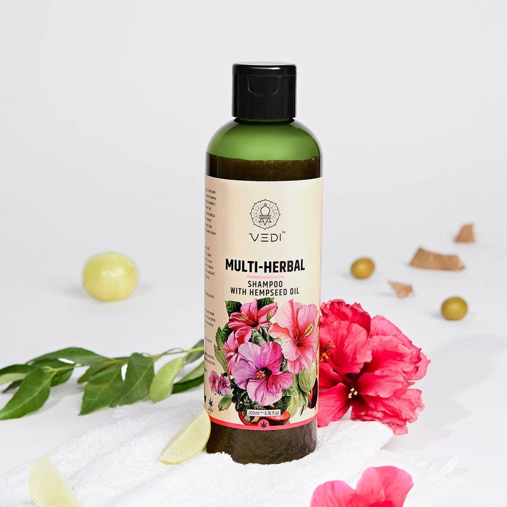Enjoy soothing lavender and antimicrobial scalp care with our herbal shampoo.