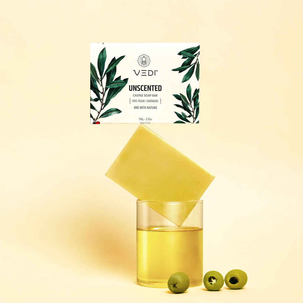  Unscented Castile Soap Bar - Organic and natural, ideal for sensitive skin, gentle and mild for daily use.